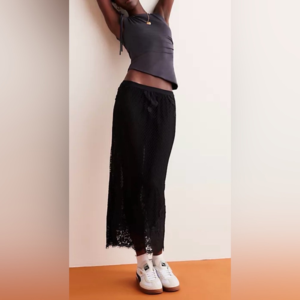 Free People Sheer Lace Maxi Skirt